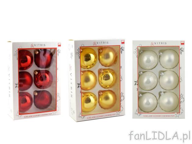 VITBIS® Bombki szklane 80 mm, 6 szt. , cena 16,99 PLN