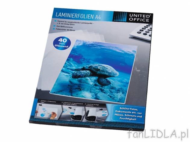 Komplet folii do laminowania United Office, cena 12,99 PLN za 1 komplet 
- do wyboru: ...