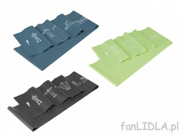 Zestaw 4 taśm fitness , cena 29,99 PLN 
Zestaw 4 taśm fitness 2 zestawy do wyboru ...