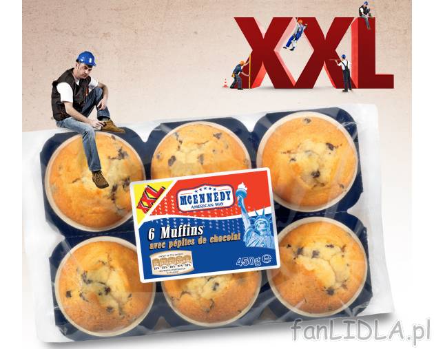 Muffinki z kawałkami czekolady , cena 6,99 PLN za 450 g/1 opak. 
- 6 sztuk w opakowaniu. ...