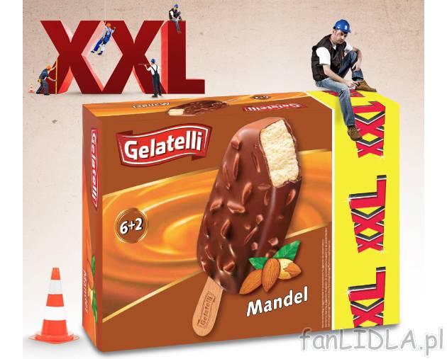 Lody na patyku z migdałami , cena 8,88 PLN za 960 ml/1 opak. 
- W polewie czekoladowej z ...