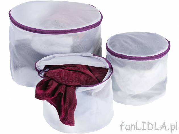 Zestaw woreczków do prania , cena 7,99 PLN  
-  1 x ø ok. 35 cm, 2 x ø ok. 22 cm