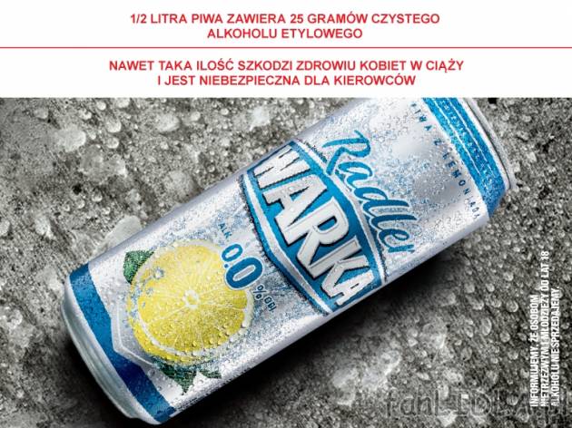 Warka Radler /  Warka Radler 0 , cena 2,49 PLN za 500ml/1 pusz., 1L=4,98 PLN.