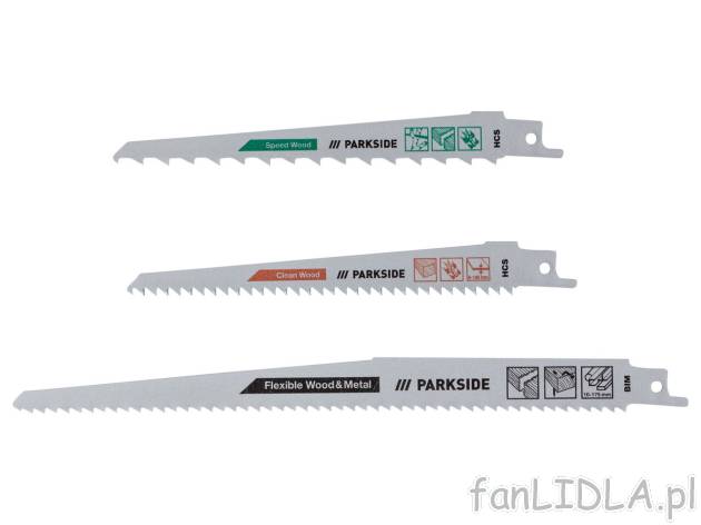 PARKSIDE® Zestaw 3 brzeszczotów do piły szablastej , cena 9 PLN