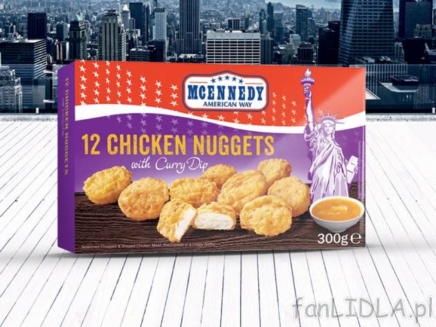 Nuggetsy z kurczaka , cena 7,99 PLN za 500g/1 opak., 1 kg=26,63 PLN.
