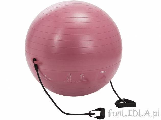 Piłka gimnastyczna Ø ok. 65 cm , cena 29,99 PLN 
- 2 zdejmowane taśmy fitness ...