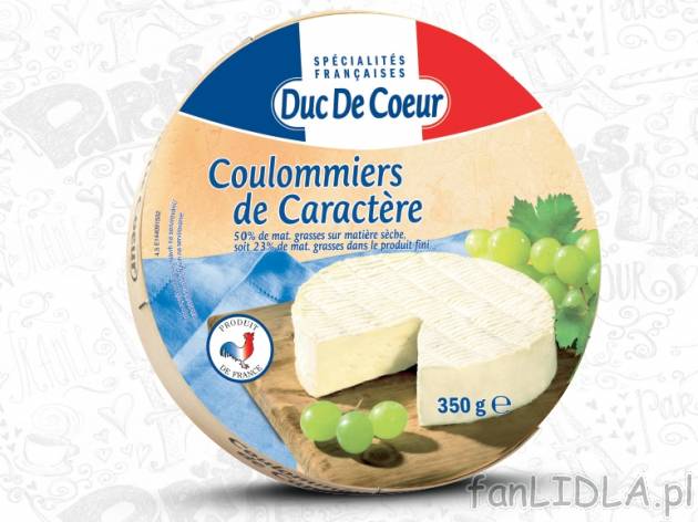Ser Coulommiers de caractĂ¨re , cena 9,99 PLN za 350 g/1 opak., 1kg=28,54 PLN.