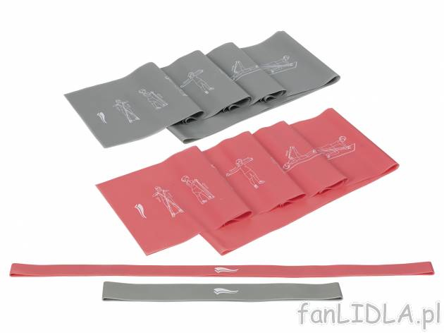 Komplet 4 taśm ﬁtness , cena 24,99 PLN 
Dzięki ćwiczeniom z taśmami ﬁ tness ...