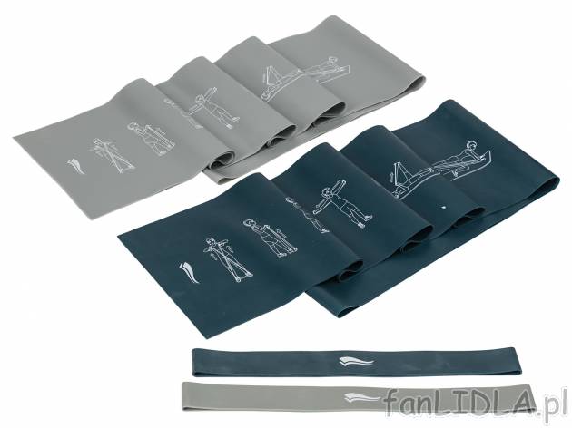 Komplet 4 taśm ﬁtness , cena 24,99 PLN 
Dzięki ćwiczeniom z taśmami ﬁ tness ...
