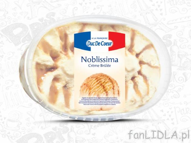 Lody premium CrĂ¨me brĂťlĂŠe , cena 7,99 PLN za 850 ml/1 opak., 1 L=9,40 PLN.