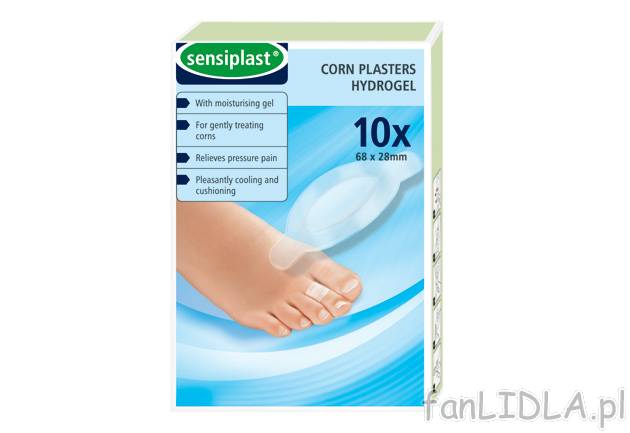 Plastry na odciski 10 szt. Sensiplast, cena 7,99 PLN za 1 opak. 
- z nawilżającym ...