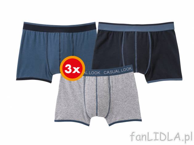 Bokserki dla niego w wielopaku, 3 pary** , cena 6,67 PLN 
- 95% bawełny, 5% elastanu ...