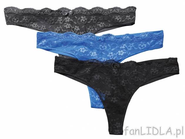 Stringi 3 pary Jolinesse, cena 24,99 PLN za 3 pary 
- rozmiary: S-L 
- 4 zestawy ...