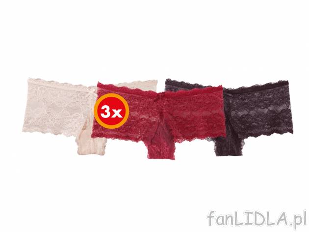 Majtki koronkowe, 3 pary** , cena 9,33 PLN  
-  rozmiary: S-L 