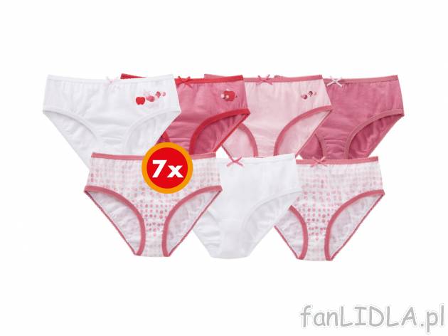 Majtki dla dziewczynek w wielopaku, 7 par** , cena 2,43 PLN 
- 100% bawełny lub ...