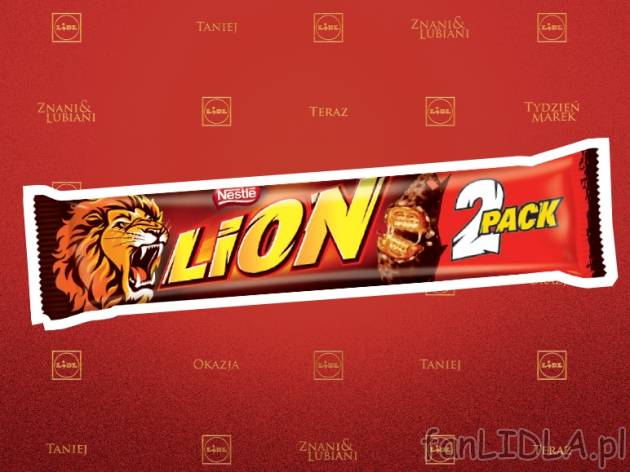 Lion Baton 2 -pak , cena 1,29 PLN za 60g/1 opak., 100g=2,15 PLN.