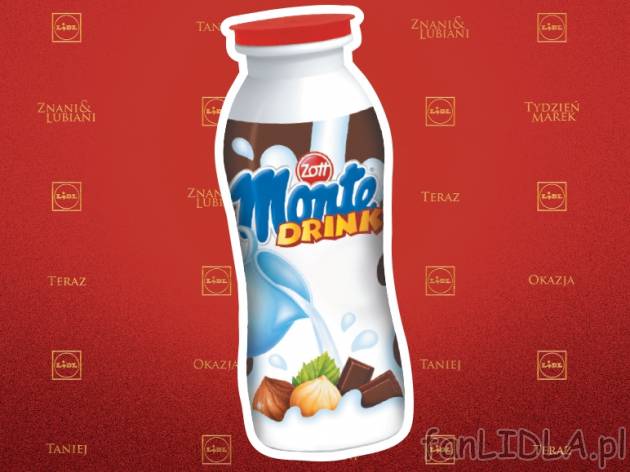 Zott Monte Drink , cena 1,69 PLN za 200 g/1 opak., 100g=0,85 PLN.
