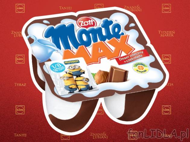 Zott Monte Max , cena 4,99 PLN za 4x100g/1 opak., 1kg=12,48 PLN.