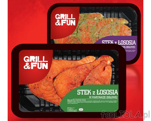 Łosoś stek , cena 2,89 PLN za 100 g 
-  Łosoś stek