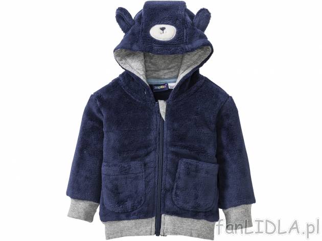 Bluza polarowa , cena 17,99 PLN. Ciepła bluza dziecięca z kapturem i uroczymi ...