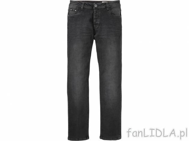 Jeansy slim fit dla niego, cena 39,99 PLN. Spodnie męskie o prostym kroju. 
- ...