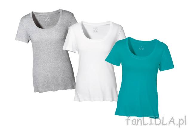 T-shirt damski 3 szt. , cena 33,00 PLN za 3 szt./1 opak. 
- 2 zestawy: 
- biały/szary/turkusowy ...