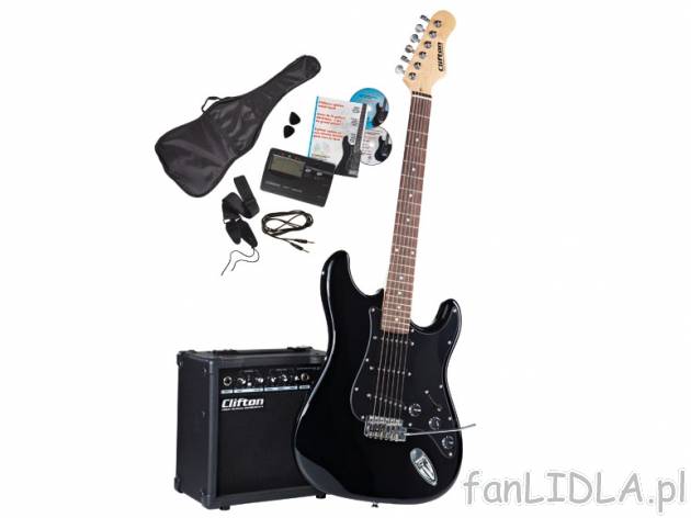 Gitara elektryczna- zestaw , cena 399,00 PLN za 1 opak. 
- 10W, gitarowy wzmacniacz ...