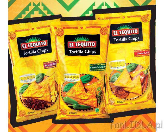 Chipsy tortilla , cena 3,99 PLN za 200 g 
- różne rodzaje 
- intensywnie przyprawione ...