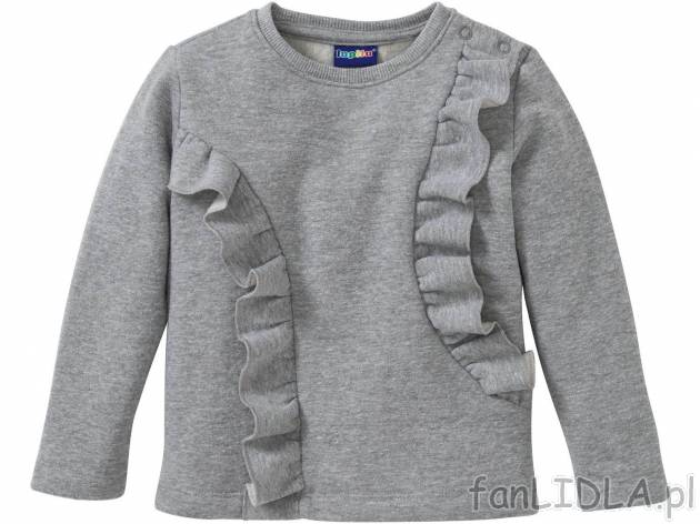 Bluza dziewczęca , cena 19,99 PLN. Bluza z długim rękawem i z dekoracyjną falbanką na ...
