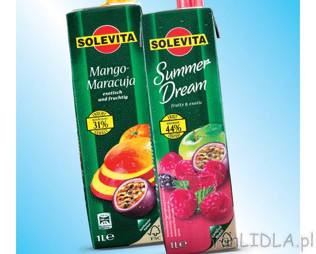 Napój mango-marakuja-pomarańcza lub nektar wieloowocowy , cena 3,49 PLN za 1 L/1 ...