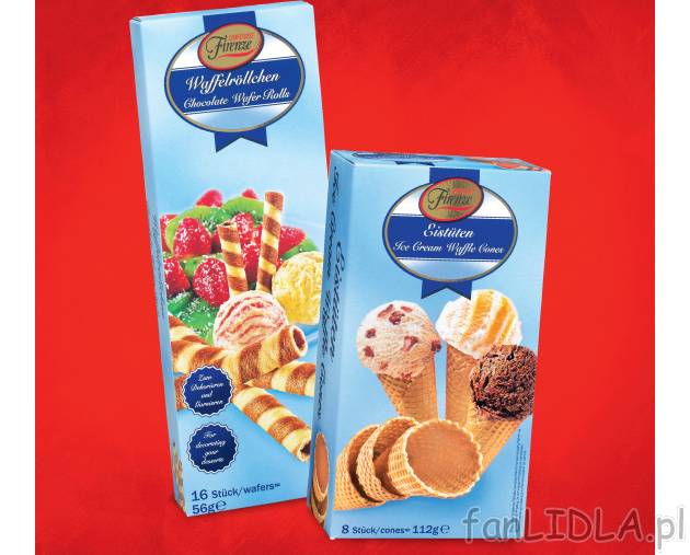 Wafle do lodów , cena 3,99 PLN za 56/62.5/100/112 g 
- Uciesz swoich najbliższych ...