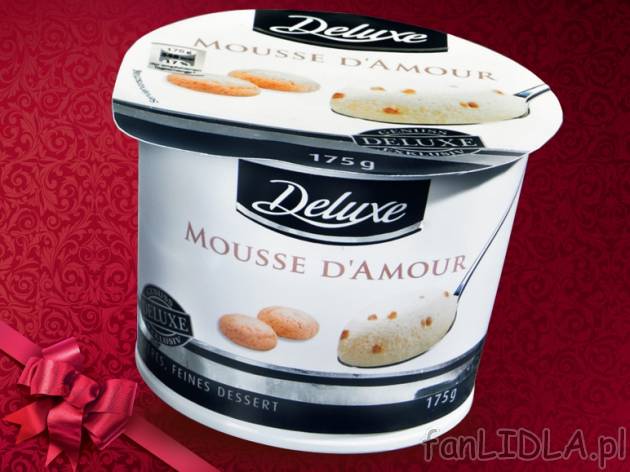 Mus, delikatna pianka Deluxe, cena 3,33 PLN za 175 g, 100 g = 1,90 PLN. 
- lLekka, ...