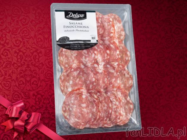 Salami z koprem włoskim Deluxe, cena 7,99 PLN za 120 g, 100 g = 6,66 PLN. 
- Delikatne ...