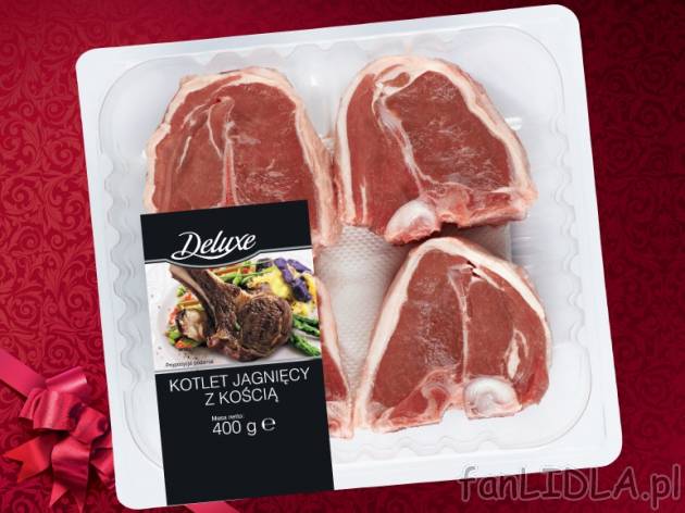 Jagnięcina Deluxe, cena 19,90 PLN za 400 g, 1 kg = 49,75 PLN. 
- Jest soczysta, ...