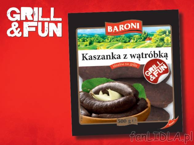 Kaszanka cienka z wątróbką , cena 3,99 PLN za 500 g/1 opak., 1kg=7,98 PLN.
