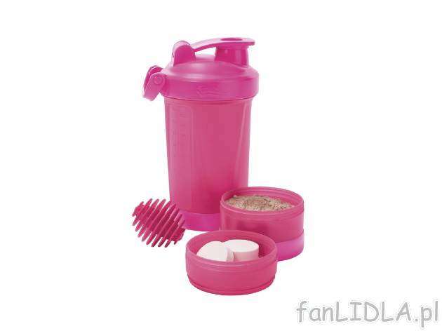 Shaker z akcesoriami , cena 17,99 PLN  
-  nie zawiera szkodliwego BPA
-  poj. 650 ml