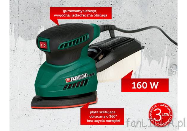 Szlifierka ręczna 160 W Parkside, cena 79,90 PLN za 1 opak. 
- płyta szlifująca&#8206;&#8206;&#8206;&#8206;&#8206;&#8206;&#8206;&#8206;&#8206;&#8206;&#8206;&#8206;&#8206;&#8206;&#8206;&#8206;&#8206;&#8206;&#8206;&#8206; ...