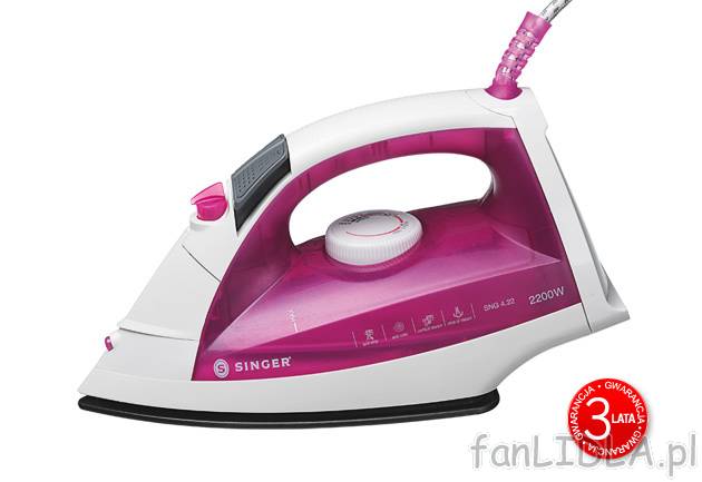 Żelazko 2200 W , cena 69,90 PLN za 1 szt. 
- pionowy strumień pary pomaga zwalczać ...