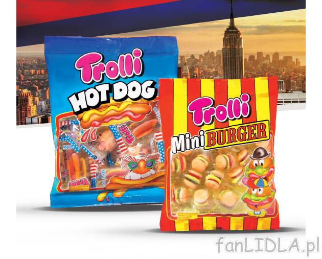 Trolli żelki w kształcie hamburgeów lub hot-dogów , cena 6,99 PLN za 150/170 ...