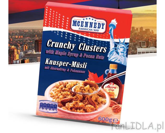 Musli z syropem klonowym , cena 7,99 PLN za 600 g 
- Zacznij poranek z chrupiącą ...