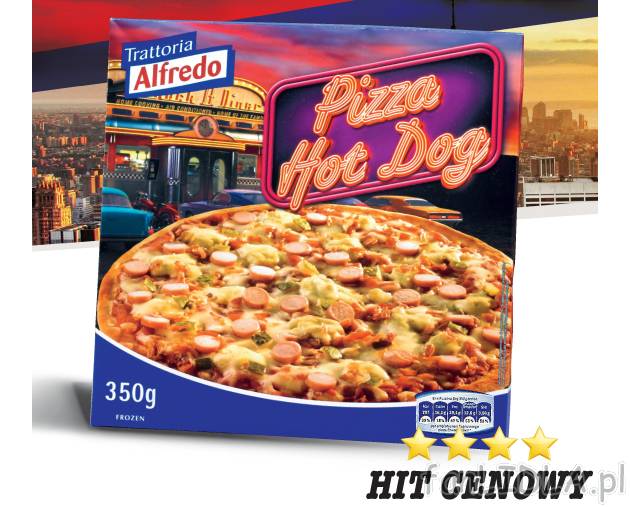 Pizza Hot-dog , cena 5,55 PLN za 350 g 
- Unikatowa, pyszna, na chrupiącym cieście ...