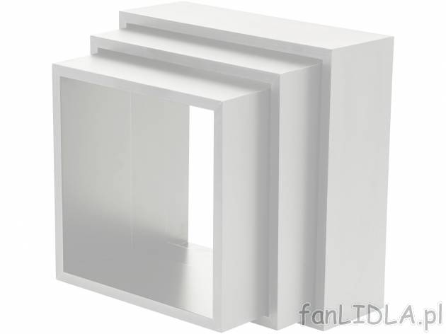 Zestaw 3 półek , cena 34,99 PLN. Białe minimalistyczne półki, które dowolnie ...