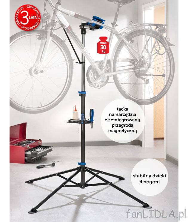 Stojak montażowy do roweru Powerfix, cena 129,00 PLN za 1 opak. 
- bezstopniowa ...