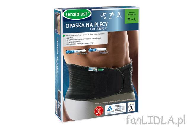 Opaska stabilizująca na plecy Sensiplast, cena 49,99 PLN za 1 opak. 
- stabilizująca, ...