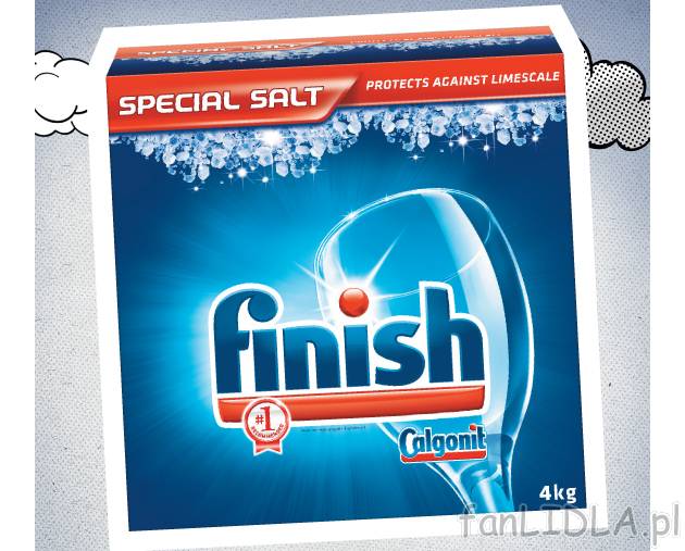 Finish Sól do zmywarki , cena 14,99 PLN za 4 kg/1 opak. 
-  4 kg/1 opak.