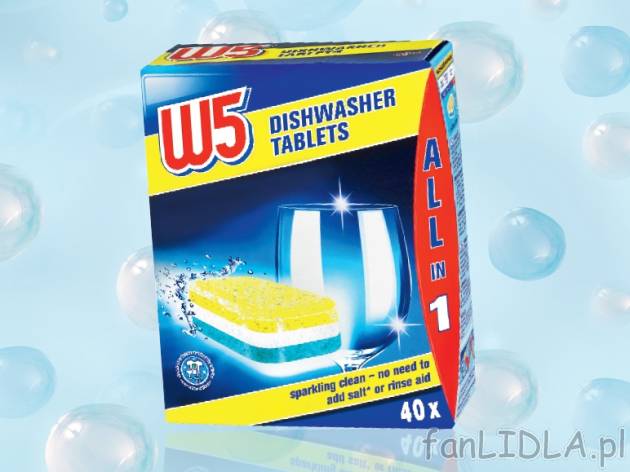 Tabletki do zmywarki , cena 12,99 PLN za 40x19g/1 opak., 1kg=17,09 PLN.
