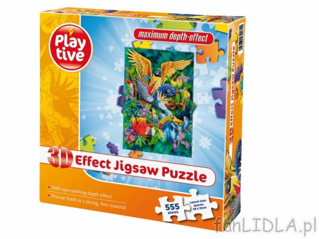 Puzzle z efektem 3D , cena 21,99 PLN za 1 opak. 
- 4 rodzaje
- 555 elementów
- ...