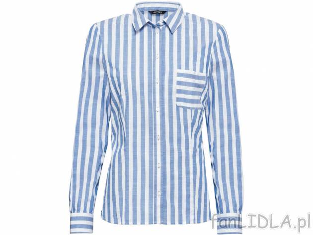Koszula damska w modne paski, z kieszonką na piersi , cena 49,99 PLN. Elegancka ...