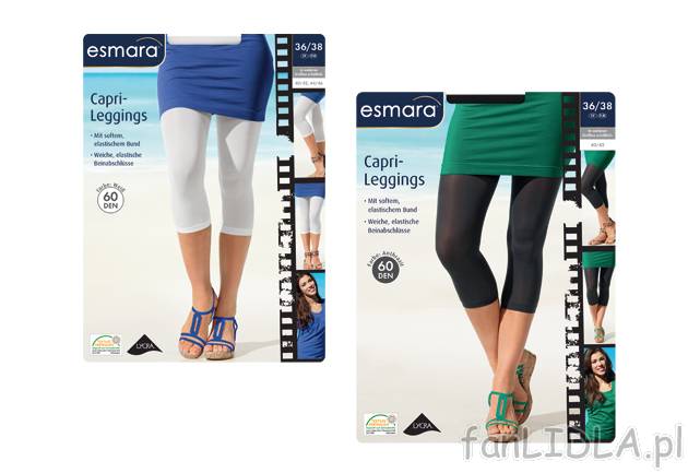Legginsy 3/4 60 DEN Esmara, cena 7,99 PLN za 1 szt. 
- 3 kolory 
- rozmiary: 36-46 ...