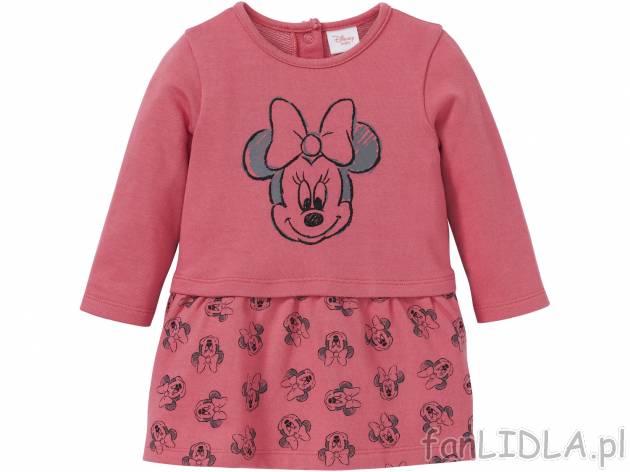 Sukienka z nadrukiem Myszki Minnie, cena 19,99 PLN. Urocza dziewczęca sukienka ...
